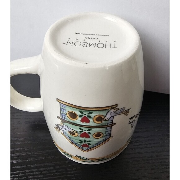 Thomson Pottery Birdhouse Mugs Vine Border Set of 4 - Picture 4 of 9